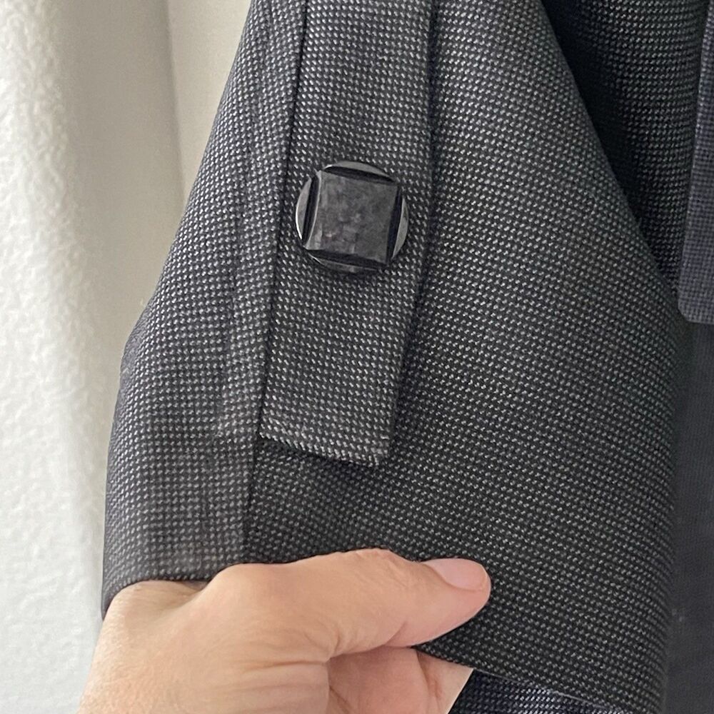 Vintage Carmel Zhao Mens Medium Dark Charcoal Grey Jacket Coat Gorpcore Military - Picture 11 of 13